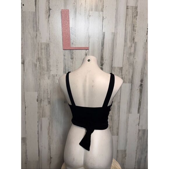 Forever 21 Black Wrap Cutout Crop Top | Size Large - Picture 5 of 6